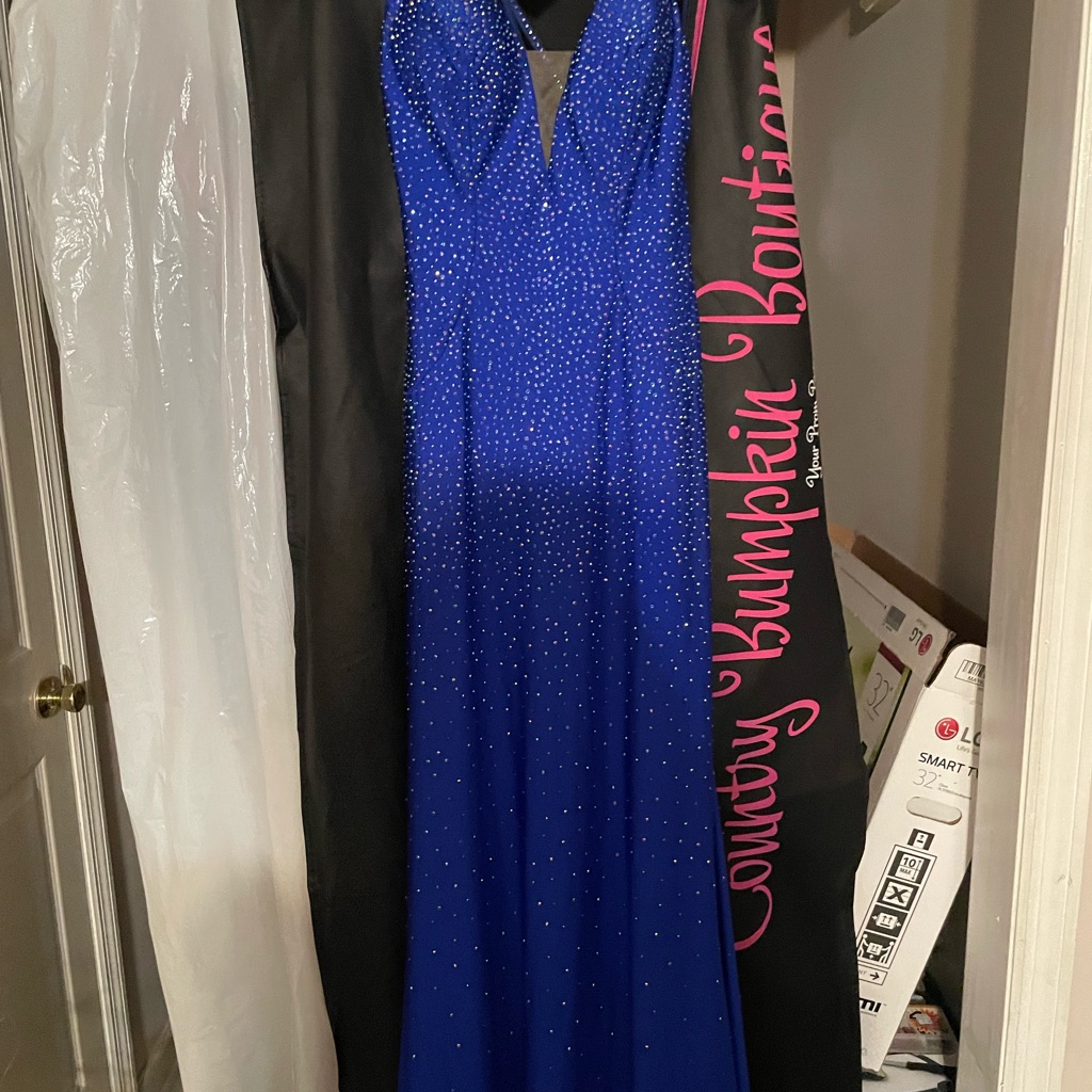 Dazzling Blue Rhinestone Prom Dress